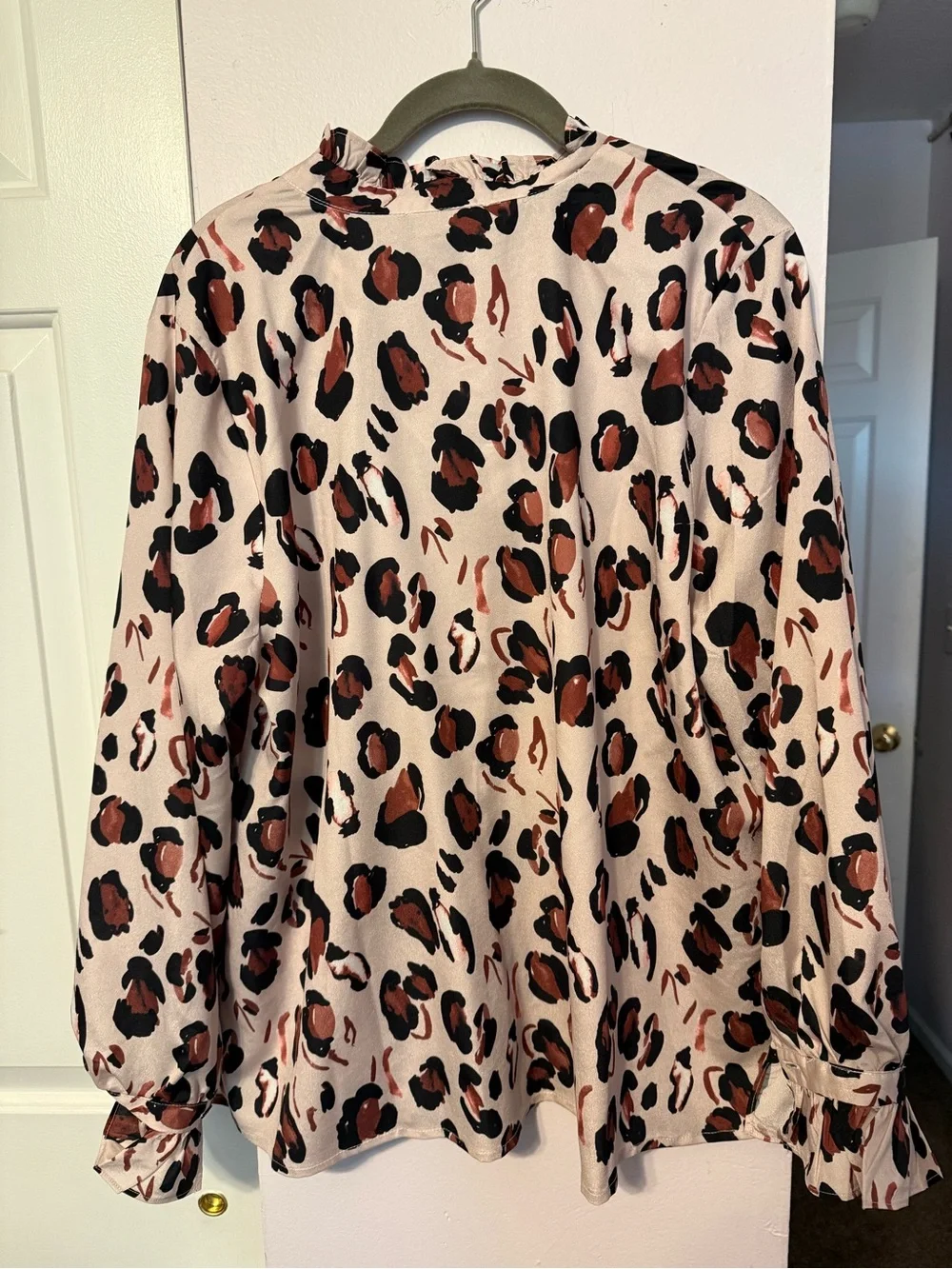 Eloquii Pink and Black Leopard Print Button-Down Shirt